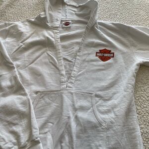 Harley-Davidson White Hoodie with Orange and Black Shield Logo